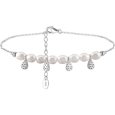 DELIS Сребърна гривна за глезен от проба 925, jw1533, модел с перли, с родиево покритие (jw1533)