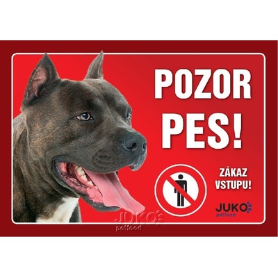 Juko Plastová tabuľa Pozor Pes Staford 21 x 14,7 cm