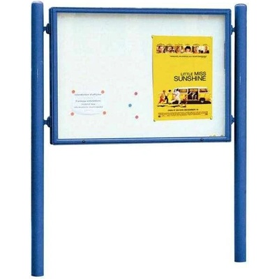 PROCITY Obojstranná vitrína Carrefour 1255x1700 mm, vrátane stĺpikov, modrá