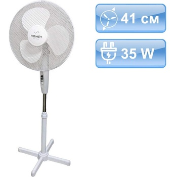 41 см бял вентилатор на стойка homey