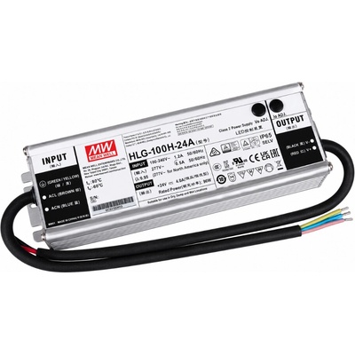 MEAN WELL HLG-100H-24 Napájecí zdroj: spínaný; LED; 100W; 24VDC; 4A; 90÷305VAC; IP67; HLG