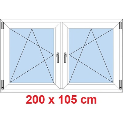 Soft Dvoukřídlé plastové okno 200x105 cm OS+OS se sloupkem Bílá