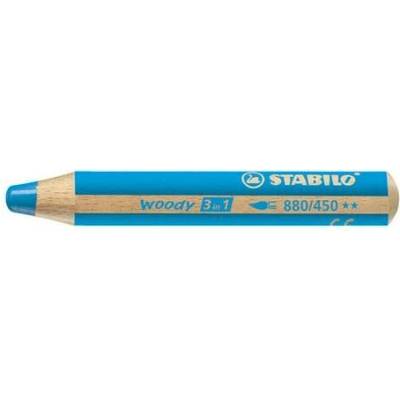 Stabilo Pastelka STABILO woody 3 v 1 barvička vodovka voskovka azurově modrá 446048