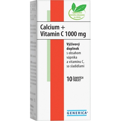 Generica Calcium + Vitamin C 1000mg šumivé tablety s Vitamínom C 10 tabliet