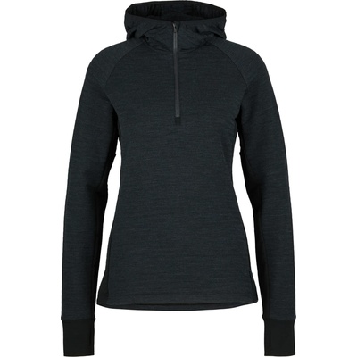 Stoic Дамски вълнен пуловер Stoic Women's MerinoFleece260 FlenSt. Half Zip with Hood Merino hoodie - Black / Black / Melange - размер 3XL (105-6682-0117)