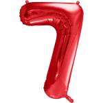 PartyDeco Фолиев балон за рожден ден номер 7 червен 86 см