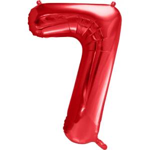 PartyDeco Фолиев балон за рожден ден номер 7 червен 86 см