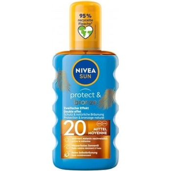 Image 1 of Nivea sun protect and bronze СЛЪНЦЕЗАЩИТНО МЛЯКО СПРЕЙ ЗА ТЯЛО spf 20 200 МЛ. spf20/ spf30/spf50 200мл