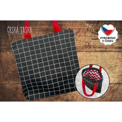Česká Taška Taškokabelka GRID XL Česká ručně šitá taška s podšívkou a zipem 50×50 cm