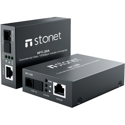 Stonet NFC-20A, 10-100Mbps RJ45 към 100Mbps SM SC влакно, 20км (NFC-20A)