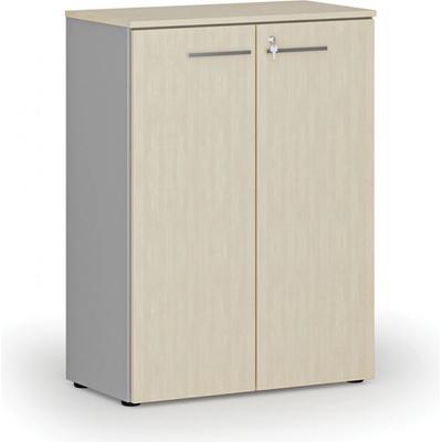 Primo Kancelárska skriňa s dverami GRAY, 1087 x 800 x 420 mm, sivá/breza