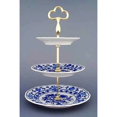 Cibulák – Etažér 3-dielny tanierový 15 + 19 + 24 cm – originál cibuľový porcelán