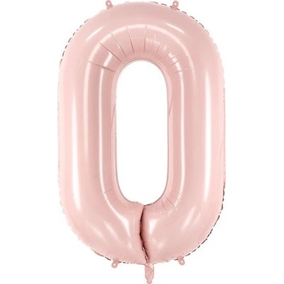 PartyDeco Fóliový balón narozeninové číslo 0 světle růžový 72 cm