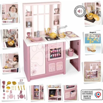 Smoby Kuchyňka elektronická s magickými těstovinami Loft Fleur Pink 360° zvuková