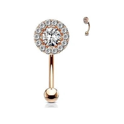 Šperky4U zlacený piercing do obočí kolečko čiré zirkony OB0009-RD