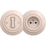 Reblig - Ретро еднополюсен ключ № 1 и розетка 230V с рамка в прахово розово (RG0120D)