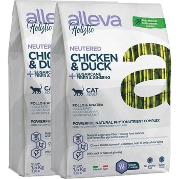 Alleva HOLISTIC Cat Neutered Chicken & Duck & Sugarcane Fiber & Aloe Vera 2 x 10 kg