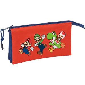 Super Mario Ученически несесер Super Mario Mamma Mia с 3 отделения и вътрешен джоб
