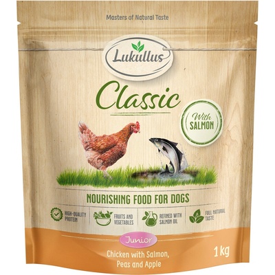 Lukullus Classic Junior kuracie a losos nová receptúra 1 kg