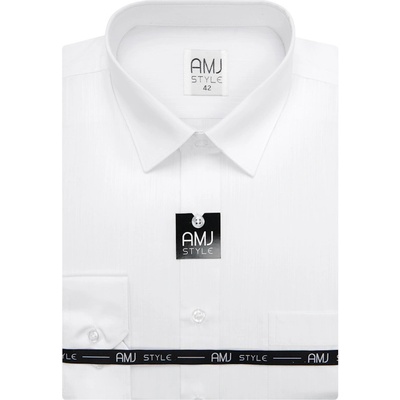 AMJ košile s dlouhým rukávem s vetkávaným vzorem VDS838 bílá