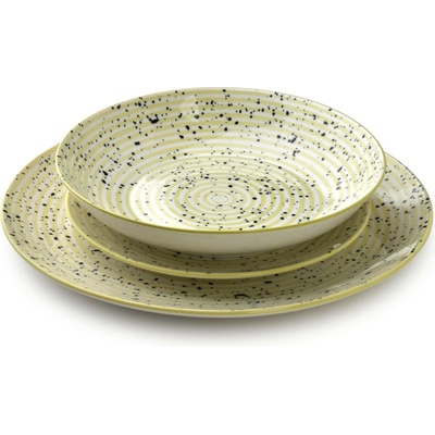 Affekdesign Porcelánová sada talířů STRIPES BEIGE béžová 18 ks – Zboží Dáma