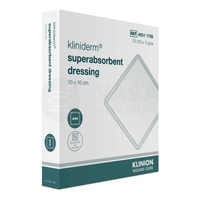 Kliniderm Superabsorbent Dressing Superabsorpčné krytie na rany 10 x 10 cm 10 ks