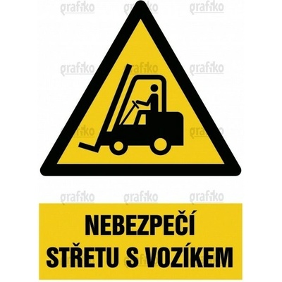 Grafiko | Pozor vozíky - Text obrázku Nebezpečí střetu s vozíkem, Materiál Hliník, Rozměr 297x210mm