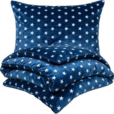 4Home obliečky mikroflanel Stars modrá 160x200 70x80