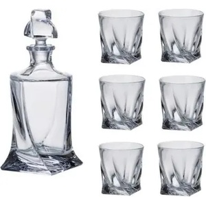 Bohemia Interactive Гарафа и чаши за уиски Bohemia - Quadro, 340 ml, 6 бр (560018)