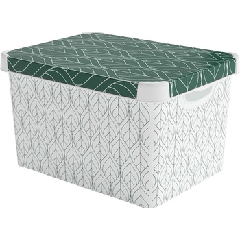 Keter Бяла/зелена пластмасова кутия за съхранение с капак 39, 5x29, 5x25 cm L - Curver (261269)