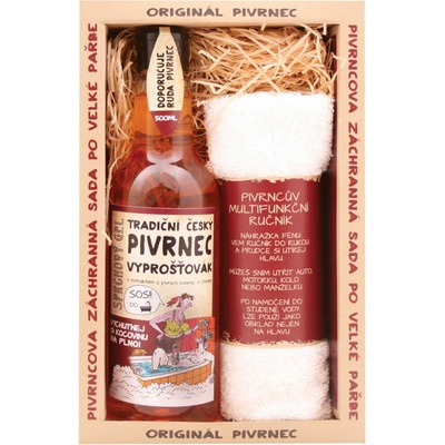Bohemia Gifts & Cosmetics Pivrnec Vyprošťovák Olejová kúpeľ 500 ml + Pivrncův multifunkčný uterák 30 x 50 cm darčeková sada