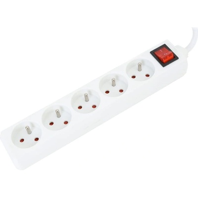 Platinet Omega Мрежов разпределител с превключвател 5DIN 1, 5 м бял OL5F15W (OL5F15W)