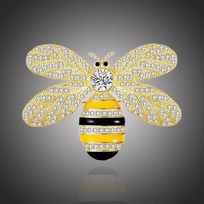 Éternelle brož Swarovski Elements Josette Gold včela Zlatá B2023