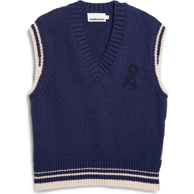 ARMEDANGELS Дамски пуловер ARMEDANGELS Women's Iconic Å College Knit Vest Jumper - Tinted Navy / Oatmilk (117-3692-0213)