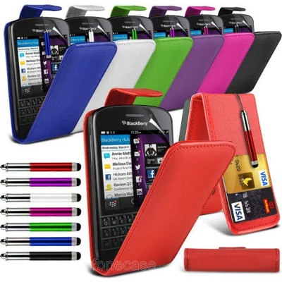 BlackBerry Q10 Flip Кожен Калъф + Протектор и Стилус