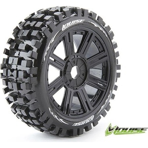 LOUISE RC Гуми за офроуд бъги фабрично залепени Louise RC B-ULLDOZE 1/8 Buggy Tire Set Mounted Soft Black Spoke Wheels Hex 17mm LOUT324SB (LOUT324SB)