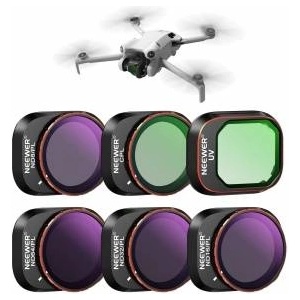 NEEWER ND/PL filter set compatible with DJI Mini 4 Pro, 6 pieces UV CPL ND8/PL ND16/PL ND32/PL ND64/PL polarizer neutral density drone lens accessories, multi-coated HD optical glass/aluminum frame - 1010313
