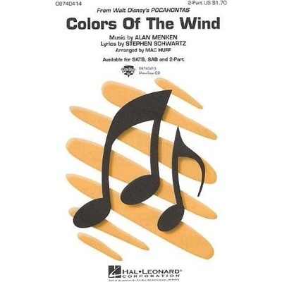 Alan Menken: Colors Of The Wind 2-Part noty pro dvojhlasý zpěv, klavír SADA 5 ks