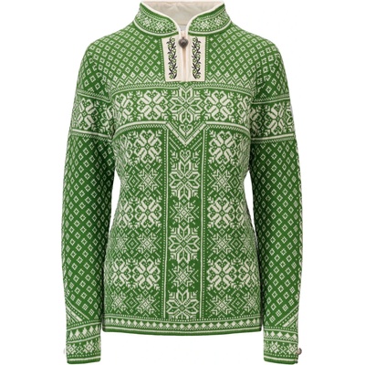 Dale of Norway Дамски вълнен пуловер Dale of norway Women's Peace Sweater Wool jumper - Spring Green / Off White - размер XS (105-2928-0811)
