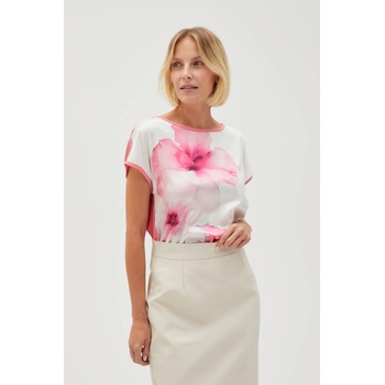 Moodo Дамска бяла блуза с цветя Moodo | Rozov | ЖЕНИ | XS