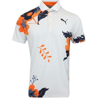 Puma polo Rickie Fowler Terrance bílo oranžové