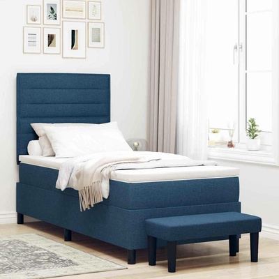 Postel s boxspringem s čelo Modrá 200 x 90 cm textil