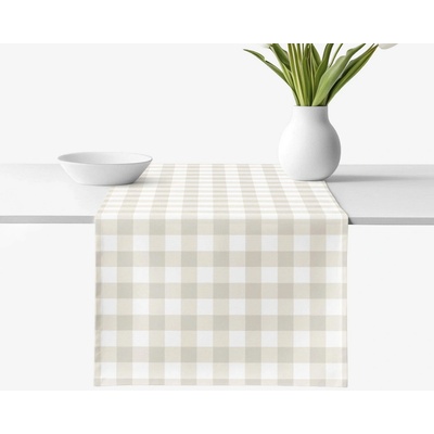 Goldea běhoun 100% bavlněné plátno latte kostičky 50x120 cm