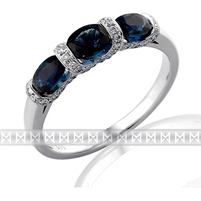Klenoty Budín diamantový prsten z bílého zlata velkých modrých safírů 3861979