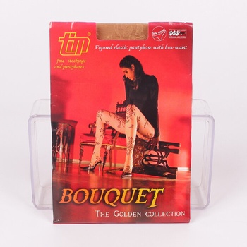 Фигурален чорапогащник в бежово-телесен цвят с нежни цветя