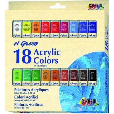El Greco sada akrylových farieb 18x12ml