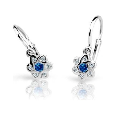 Danfil dievčenské náušnice kvetiny C2149 z bieleho zlata dark blue brizura
