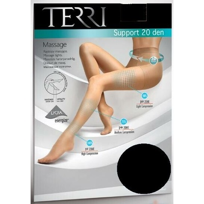 Terri MASSAGE-SUPPORT 20 DEN podpůrné punčochové kalhoty s masážním efektem nero černá