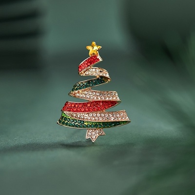 Éternelle Vánoční brož Swarovski Elements Arnoita - vánoční stromeček B2051-X015/G Zlatá – Zboží Dáma