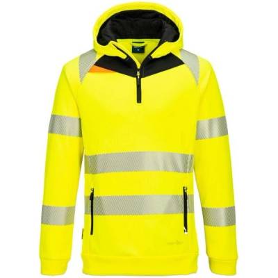 PortWest DX4 Hi-Vis 1/4 mikina s kapucí na zip Yellow/Black